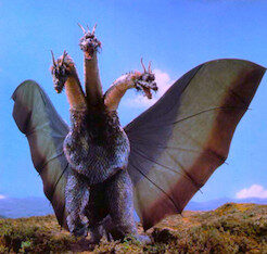 Three-headed beast. Promo image for the original Showa iteration of King Ghidorah. Source: Toho Co via Wiki